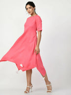 Myshka Women's Pink A-Line Solid Kurta