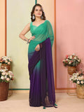 Sea Green Georgette Pedding Color Printed Ready To Wear Saree - Aalaya