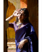 DEIANA'S Beautiful Designer Golden zari Soft Lichi Silk Saree - Blue