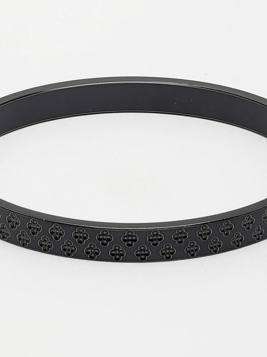 NVR Men's Black Rhodium-Plated Stainless Steel Kada Bracelet - Distacart