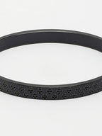 NVR Men's Black Rhodium-Plated Stainless Steel Kada Bracelet - Distacart