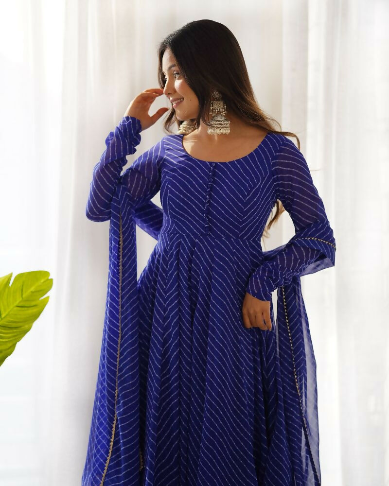 Joban Fashion Royal Blue Kurta Set Georgette Sequence Embroidery Work - Distacart