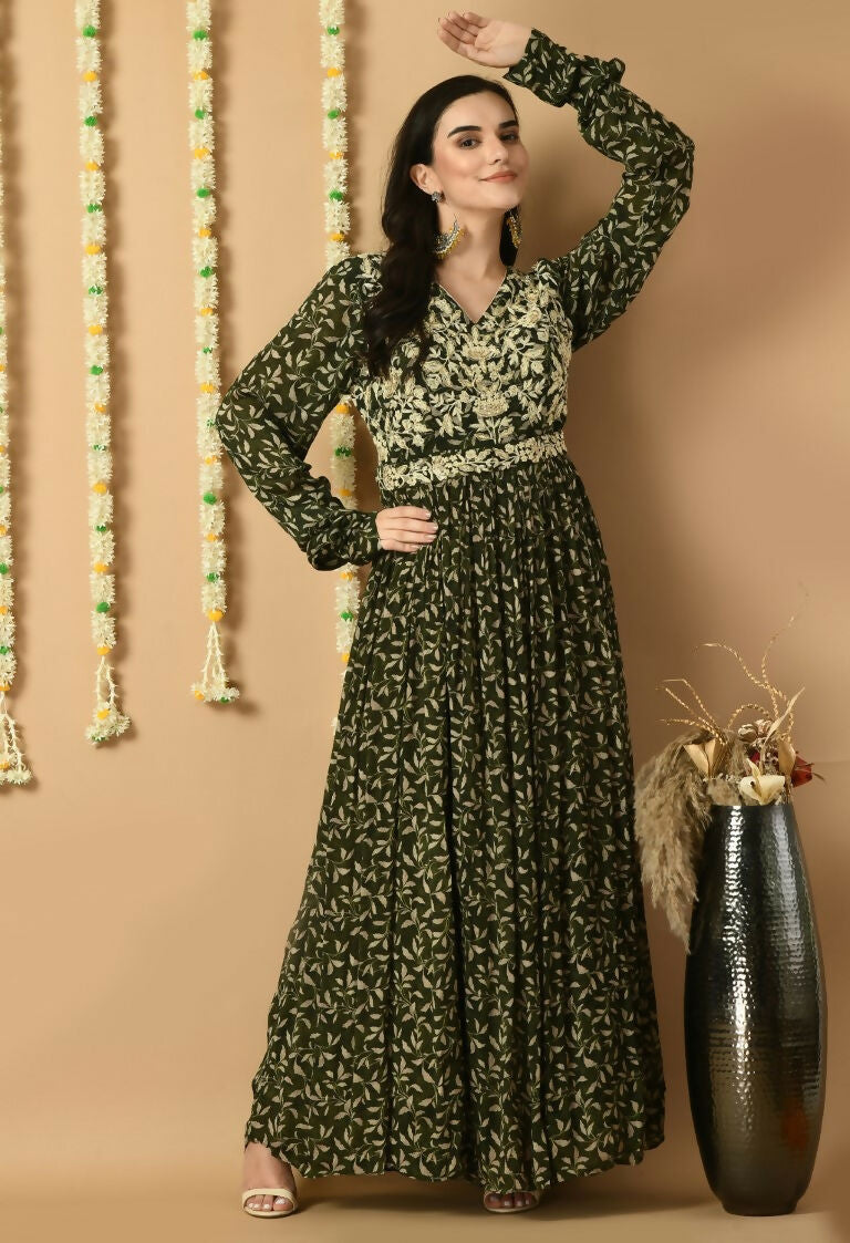 Joban Fashion Green Chinnon Kurta Set