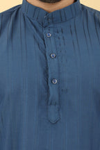 Blue Viscose Polyester Solid Men's Kurta - Mahotsav