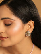 Nuyug 22K Gold Plated Mother of Pearls and Stone Studded Contemporary Floral Shaped Studs - Distacart