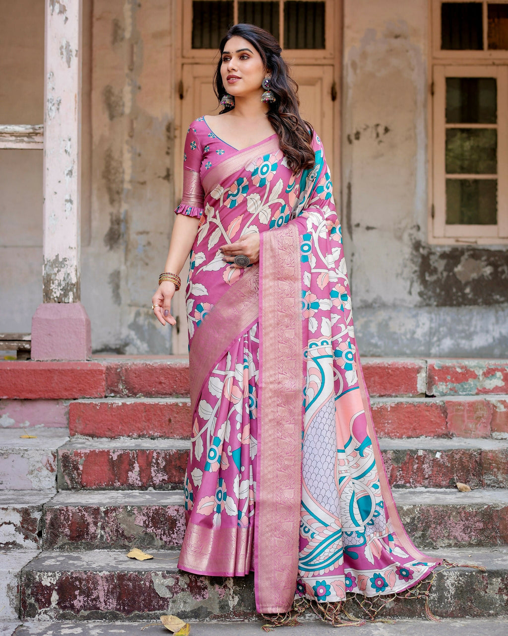 Soft Silk Digital Printed Saree with Blouse Piece by Infinity Export