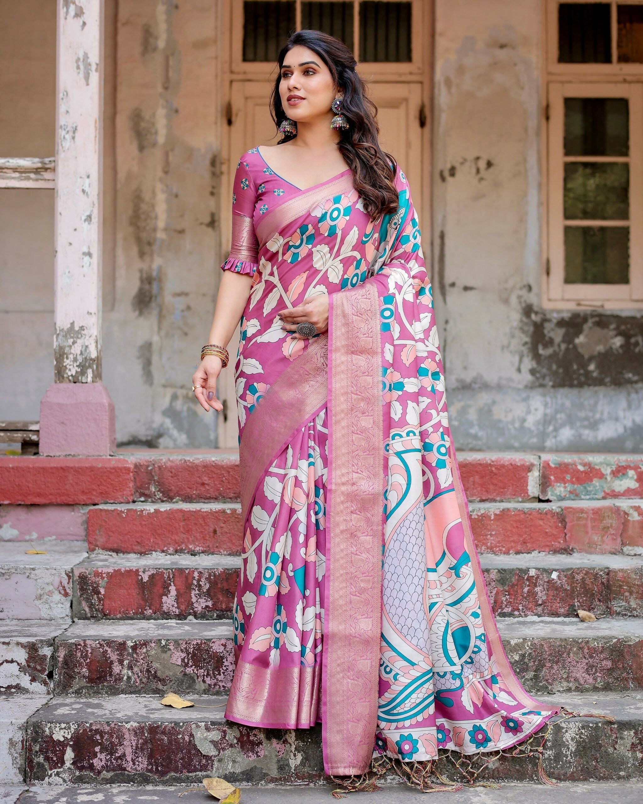 Soft Silk Digital Printed Saree with Blouse Piece by Infinity Export