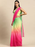 Ahalyaa Women's Traditional Semi Stitch Saree - Pink