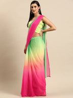Ahalyaa Women's Traditional Semi Stitch Saree - Pink