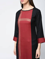 Aniyah Rayon Block Printed Red Color Straight Kurta (AN-115K)