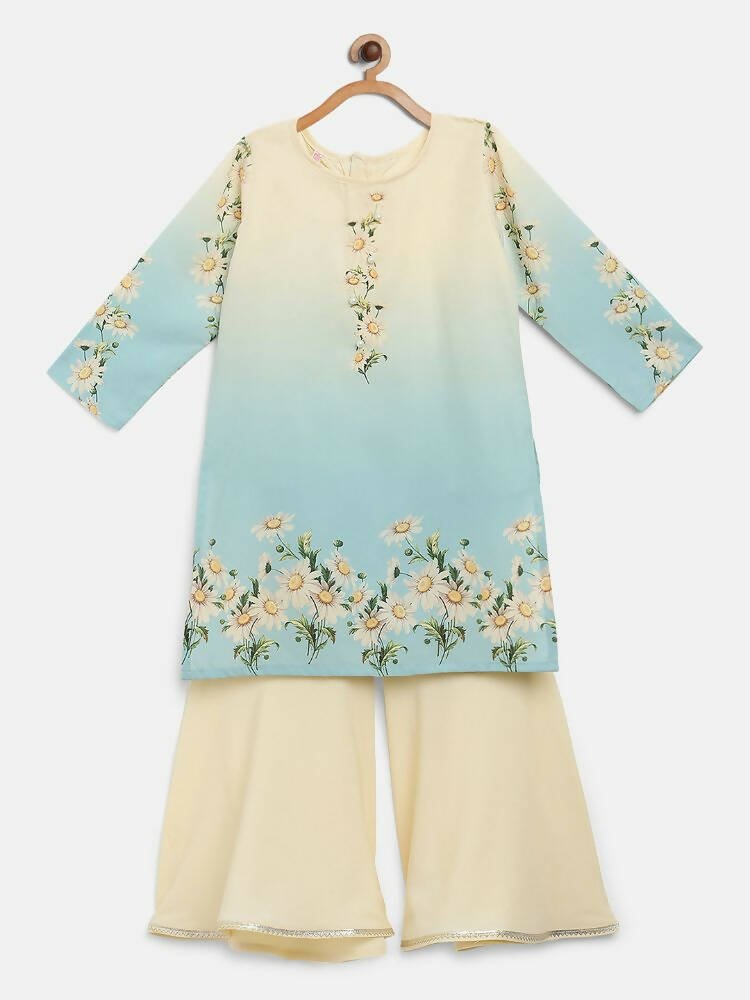 Ahalyaa Multi Crepe Printed Kids Kurta Sharara Sets With Dupatta For Girls