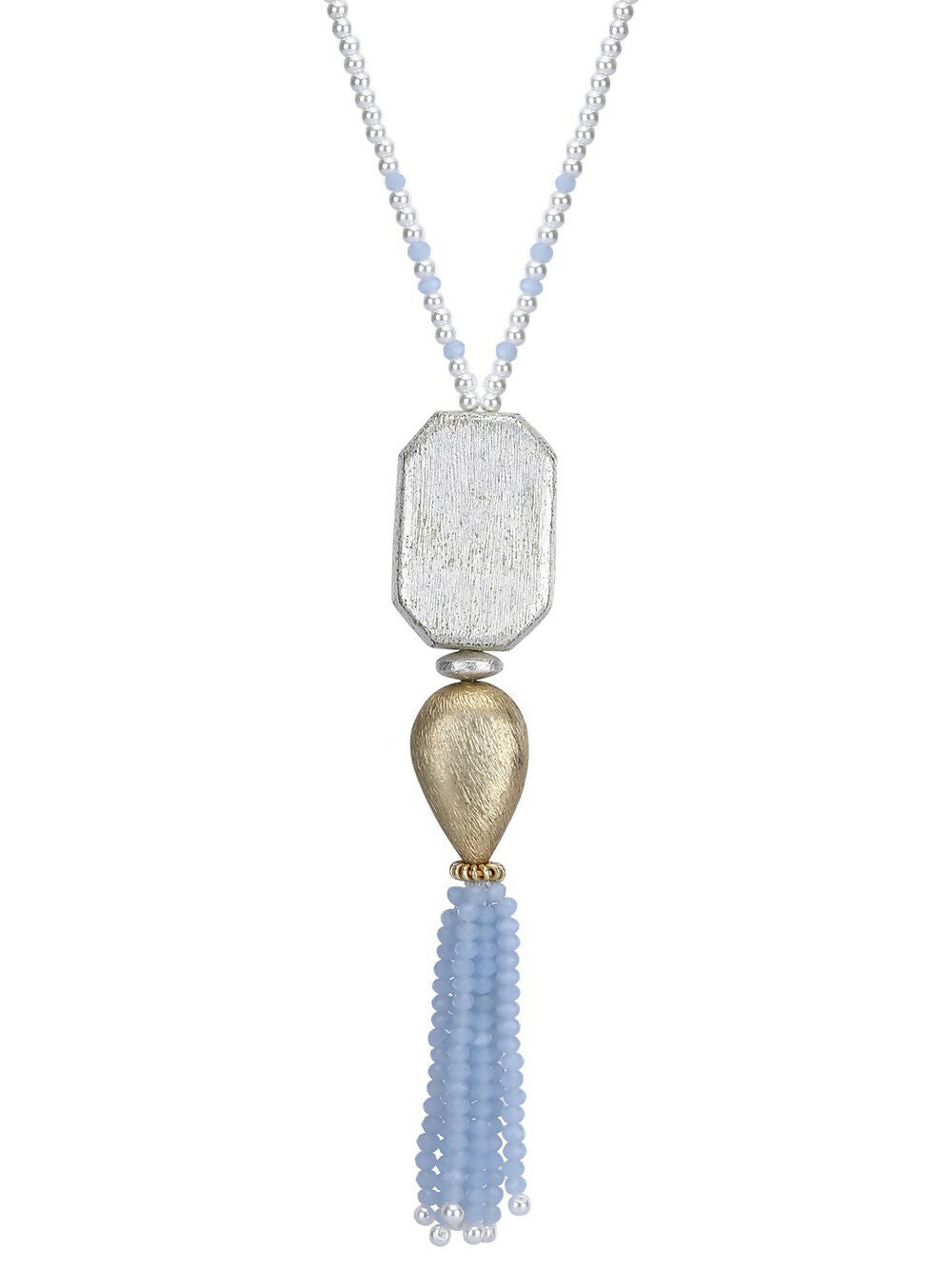 Joban Fashion Women Long Pattern Silver Tone Brass Necklace