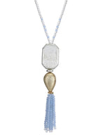 Joban Fashion Women Long Pattern Silver Tone Brass Necklace