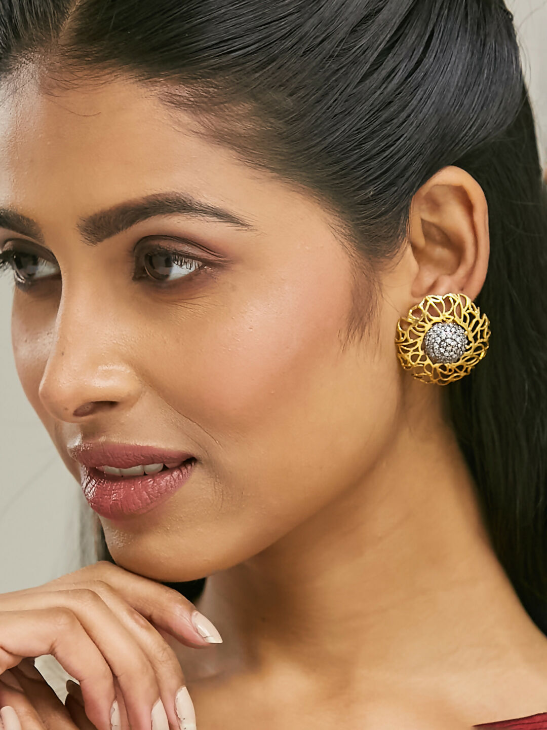 Nuyug 22k Gold Plated Filigree Statement Studs - Distacart