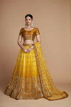 Jyoti Fashion Women's Mustard Heavy Chinon Sequins Embroidered Designer Lehenga Choli Set