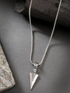 NVR Men's Silver-Plated Arrow-Shaped Pendant With Chain