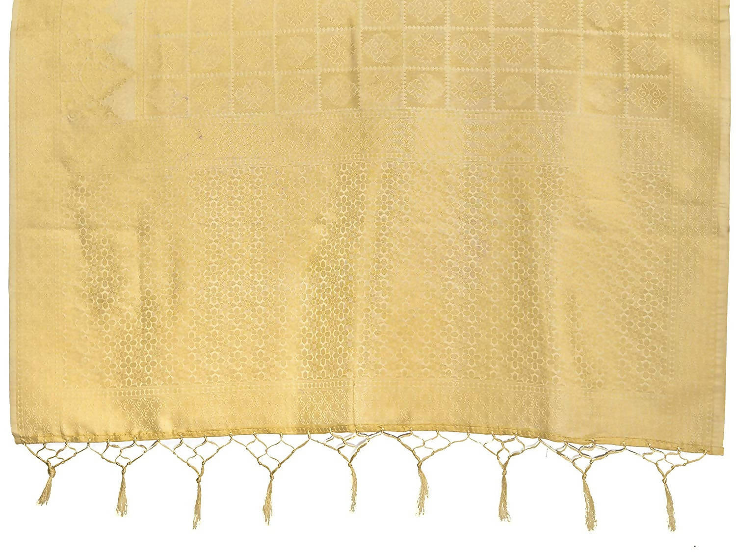 Vardha Women's Beige Kanchipuram Raw Silk Saree With Unstitched Blouse Piece