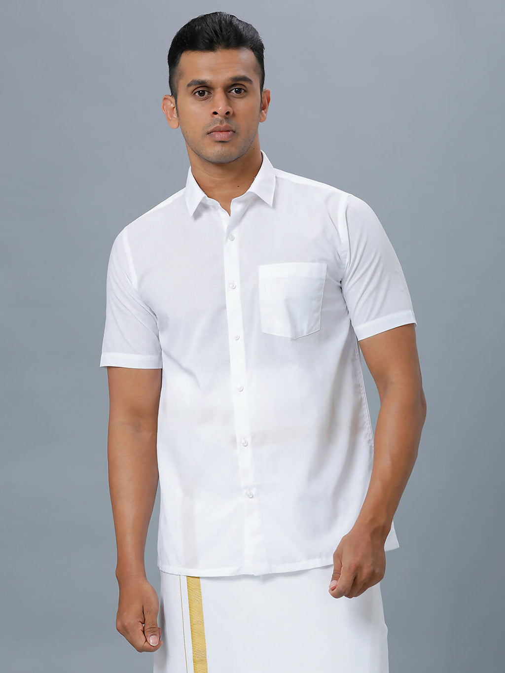 Ramraj Cotton Mens Half Sleeve Formal 100 % Cotton White Shirt