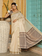 Shree Shyam Fashion Brown Linen Saree - Distacart
