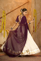 AI Fashion Off White Crepe Designer Navratri Wear Lehenga Choli Collection