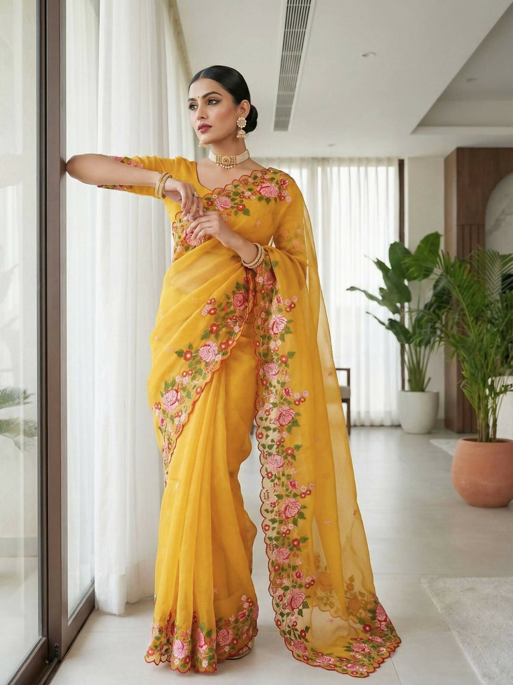 Joban Fashion Yellow Candy Crush Party Wear Sarees - Distacart