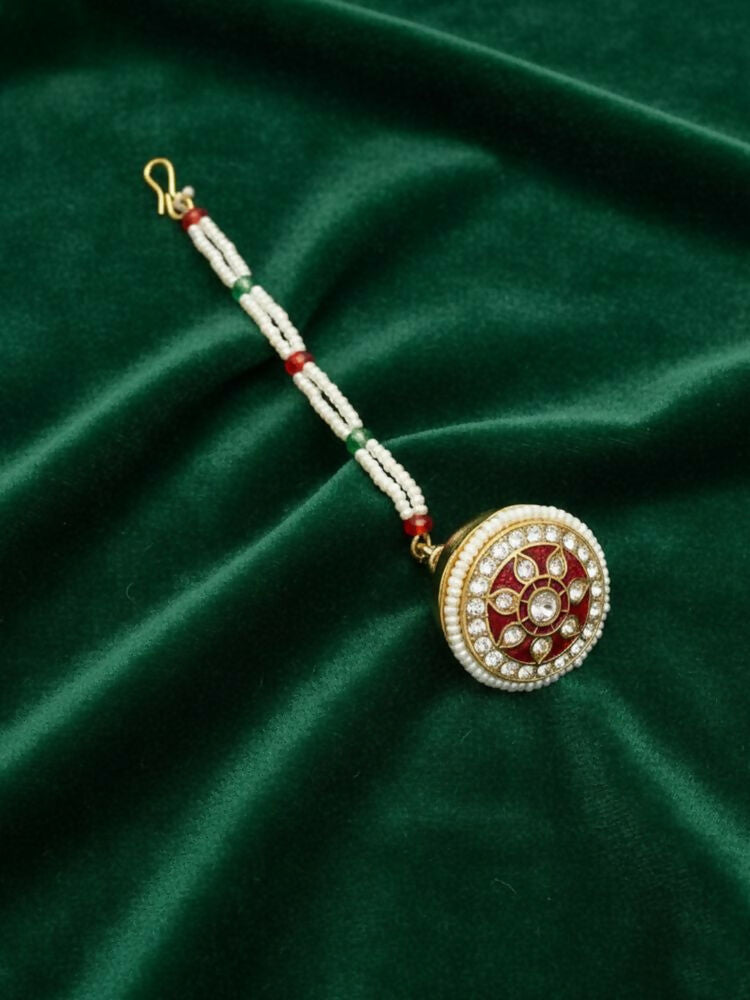 NVR Women Gold Plated CZ Stone Borla Maang Tikka - Distacart