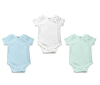 AHC Soft Cotton Short-Sleeve Bodysuits Solid Onesies New Born Infant Dress - Blue/Grey/Green