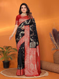 Joban Fashion Banarasi Black Woven Soft Silk Saree - Distacart