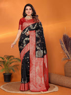 Joban Fashion Banarasi Black Woven Soft Silk Saree - Distacart