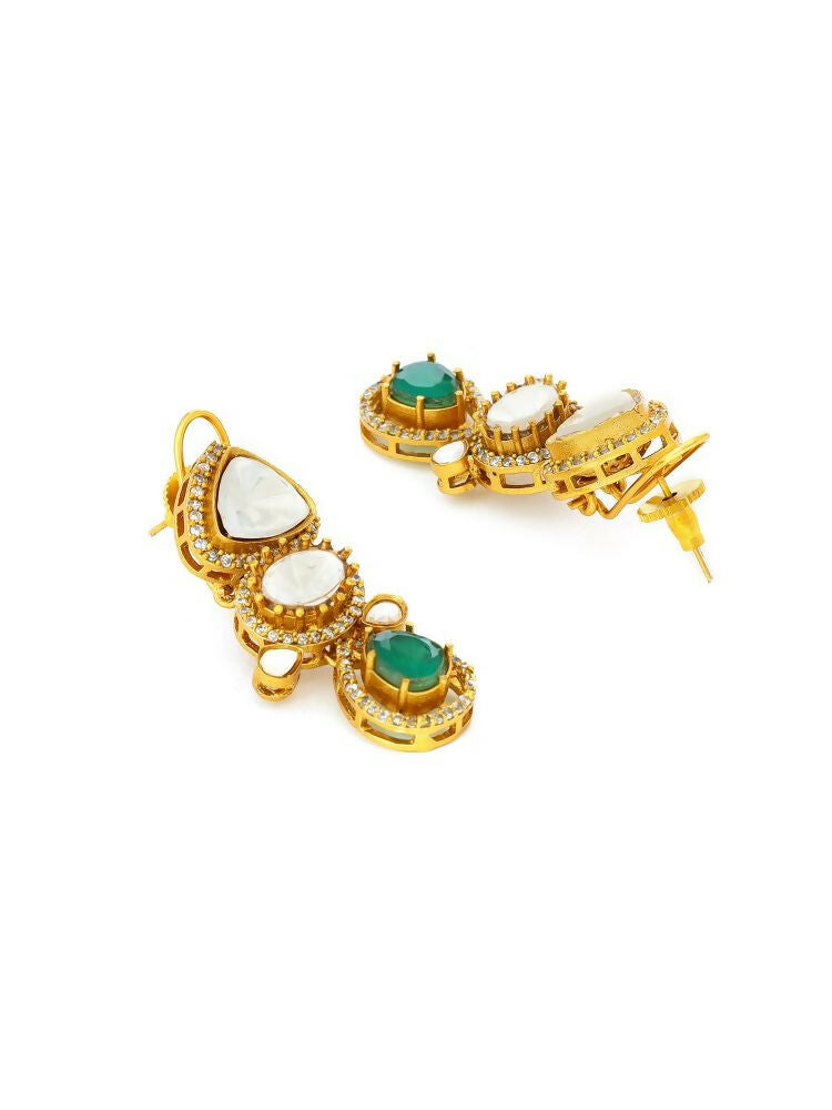 Natural Stones Antique finish Earrings and Necklace set - Ruby Raang