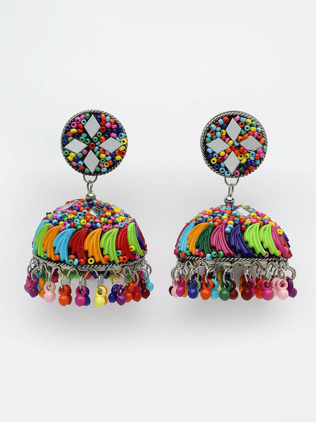 NVR Women Multi Color Artificial Beads Brass-Plated Jhumka Earrings - Distacart