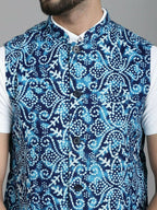 Even Apparels Nehru Jacket With Welt Pockets - Blue