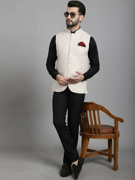 Even Apparels Nehru Jacket With Welt Pockets - Off White