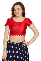 Aastha Fashion Women's Women's Orange Art Silk Button Readymade Blouse
