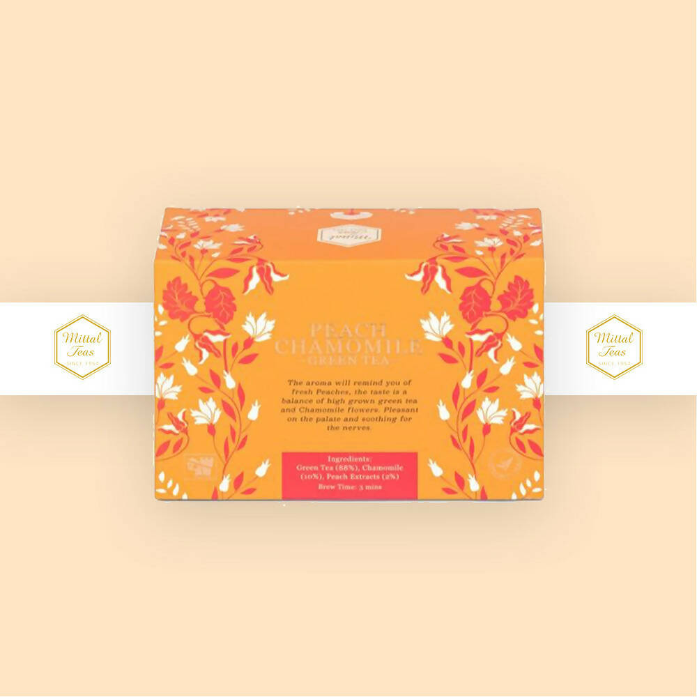 Mittal Teas Peach Chamomile Green Tea - Eco Friendly Bags - Distacart