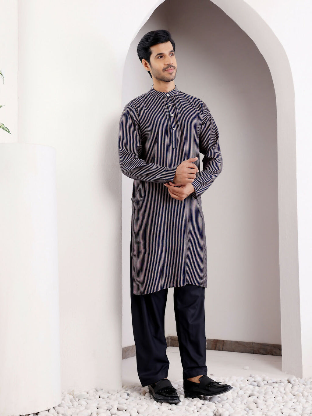 Blue Modal Silk Designer Printed Men's Kurta - Mahotsav