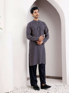 Blue Modal Silk Designer Printed Men's Kurta - Mahotsav