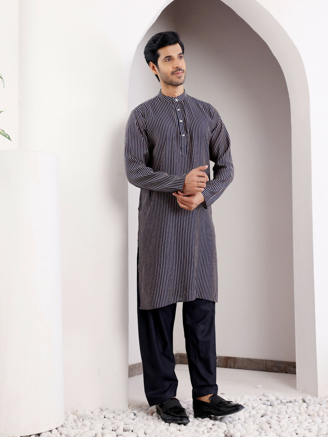 Blue Modal Silk Designer Printed Men's Kurta - Mahotsav