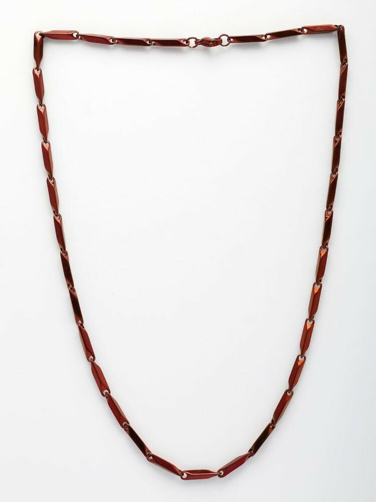 NVR Men's Handcrafted Maroon Rhodium Plated Chain - Distacart