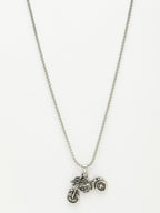 NVR Men's Rhodium-Plated Stainless Steel Bike Shaped Pendant With Chain
