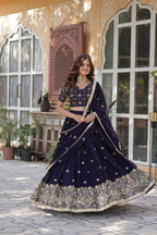 Vastranavya Designer Heavy Sequins & Thread Embroidered work Lehenga Choli - Purple