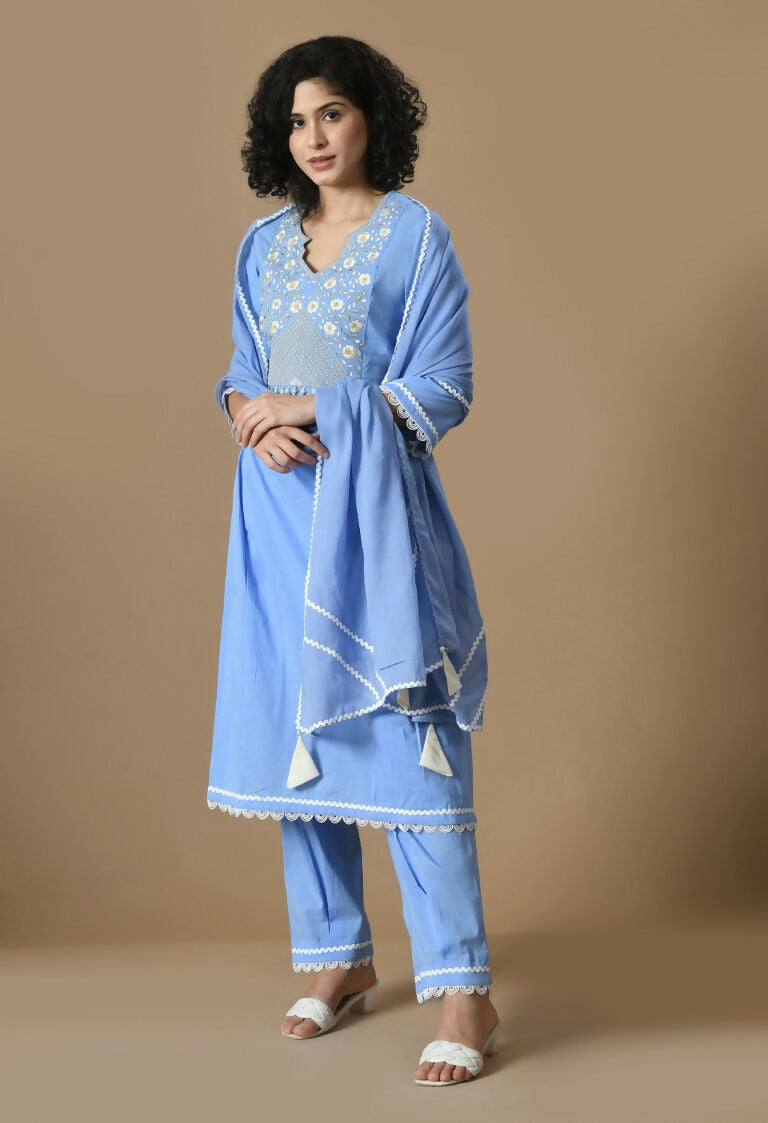 Joban Fashion L.Blue Cotton Kurta Set
