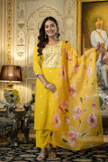 The52 Women's Beautiful Embroidery Work Viscose Rayon Fabric Straight Kurta Pant and Dupatta Set - Distacart