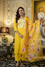 The52 Women's Beautiful Embroidery Work Viscose Rayon Fabric Straight Kurta Pant and Dupatta Set - Distacart