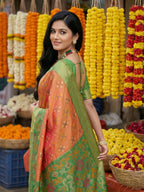 Shree Shyam Fashion Orange Pochampally Silk Saree - Distacart