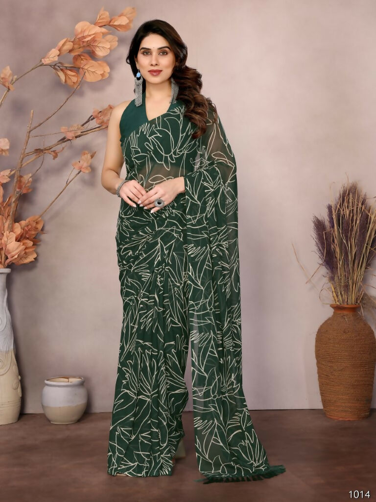 Partywear Designer Georgette Green Fancy Saree - Durga