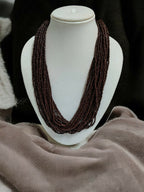 Inhanns Handmade Beaded Multilayer Necklace, 20 Layers - Coffee Brown