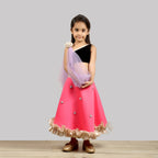 Pink Cow Fashions Black & Pink Ghagra Choli With Dupatta