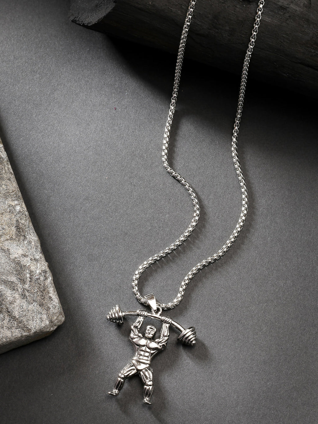 NVR Men's Silver-Plated Stainless Steel Hanuman Pendant with Chain