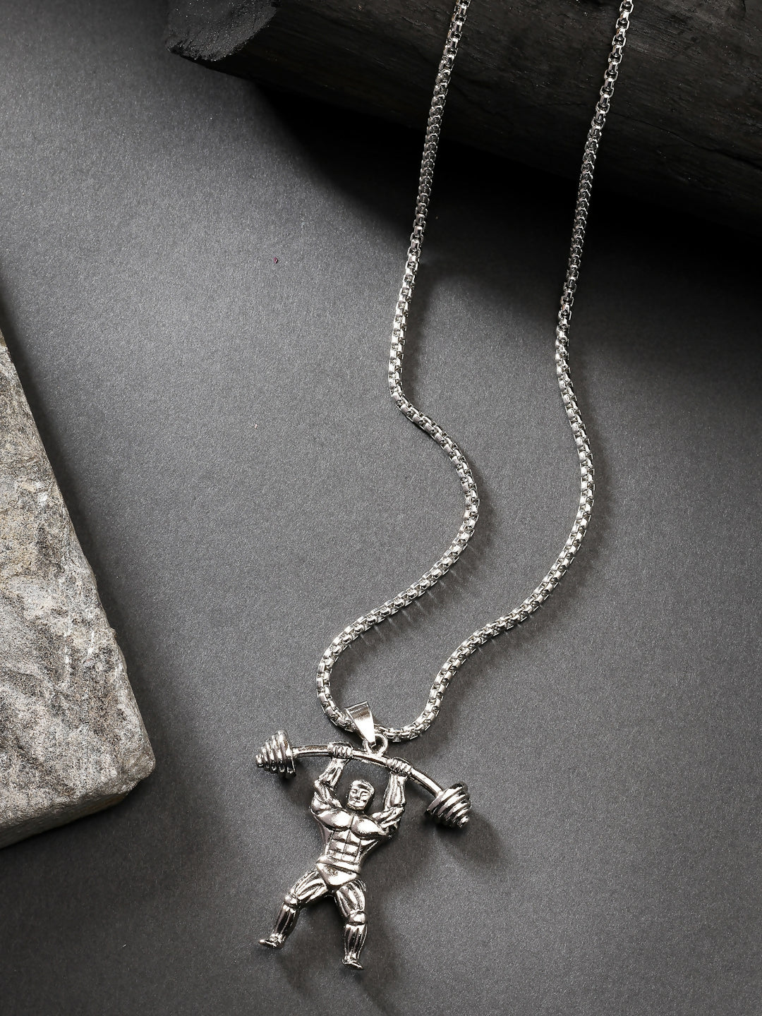 NVR Men's Silver-Plated Stainless Steel Hanuman Pendant with Chain